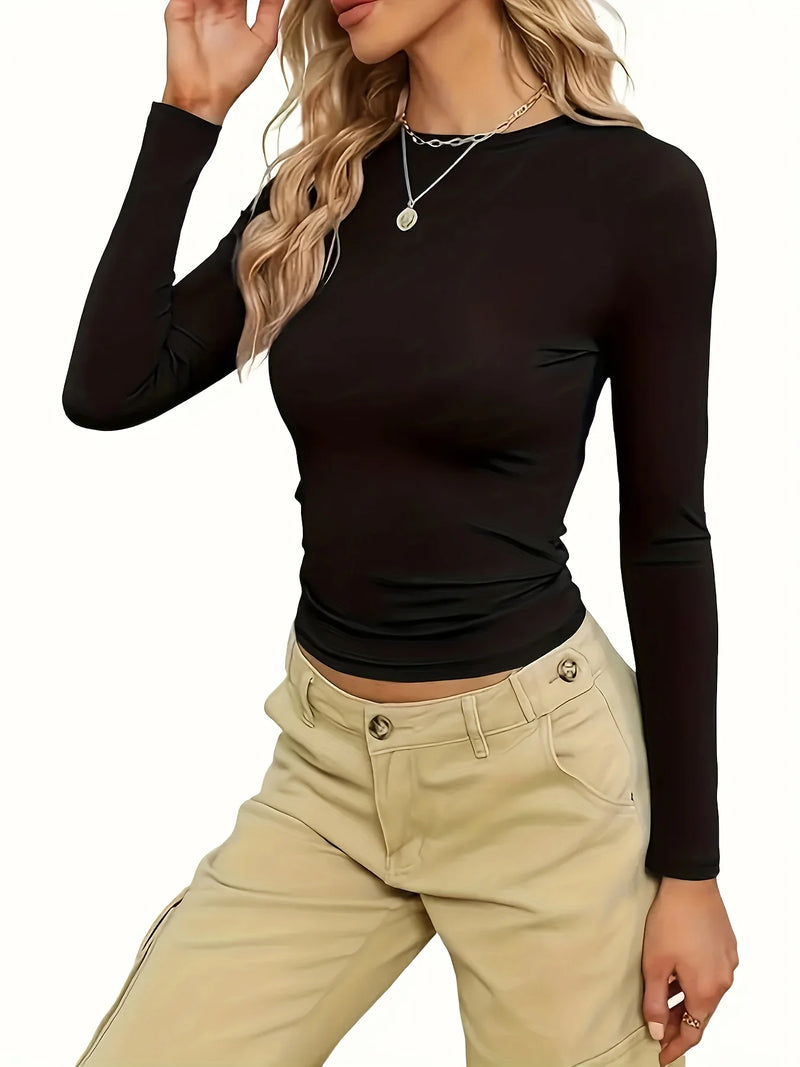 Camiseta negra de manga larga ajustada